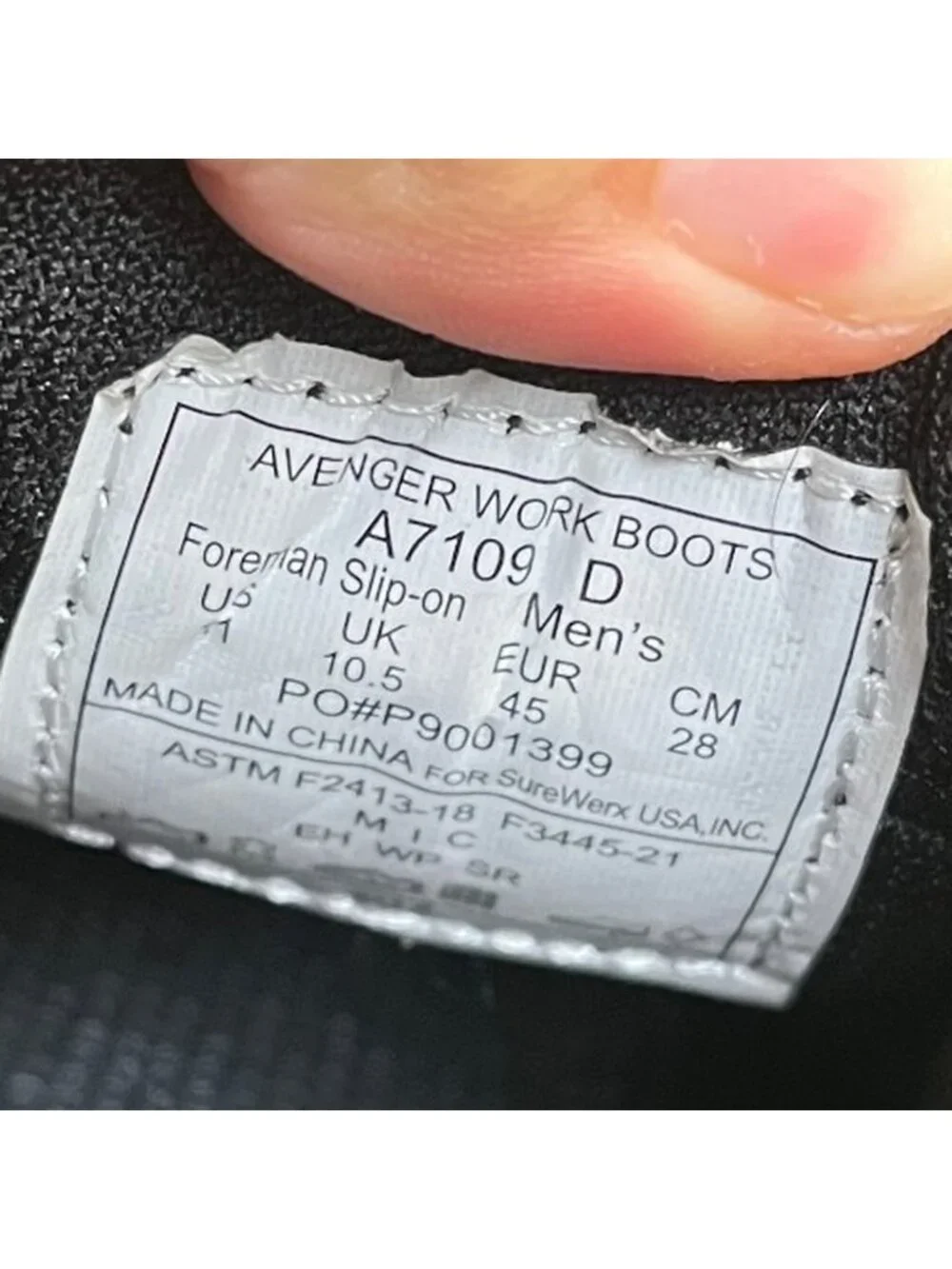 Avenger Foreman Mens Size 11 Black Composite Toe Slip On Safety Work Shoes